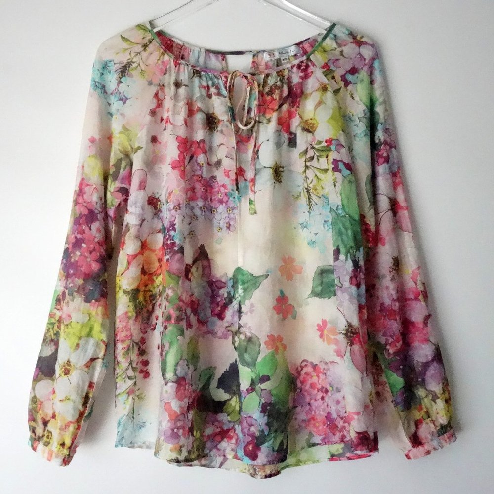 Johnny Was Floral Long Sleeve Peasant Blouse